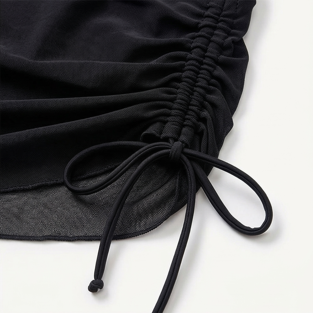 Uling | High-Waisted Mesh Bikini Set with Ruffled Skirt