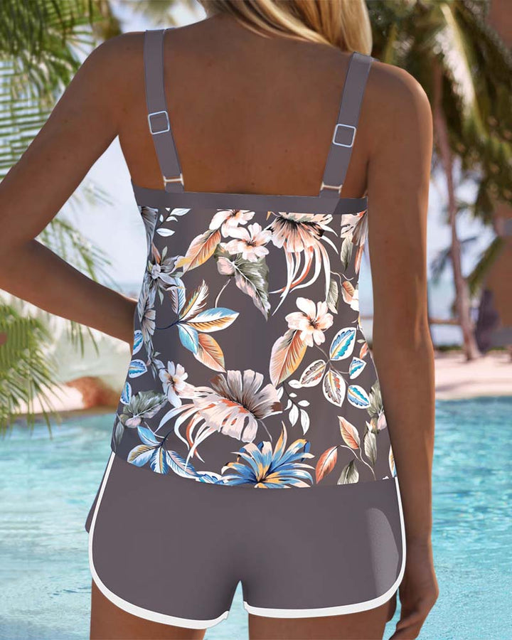 Daxin | Top Printed Tankini Without Sleeves in U Shape